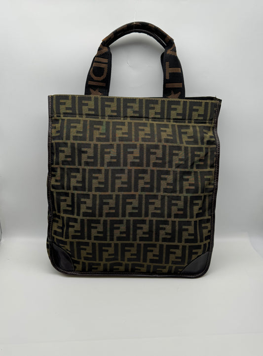 Authentic Fendi Brown FF Zucca Foldable Shopping Tote