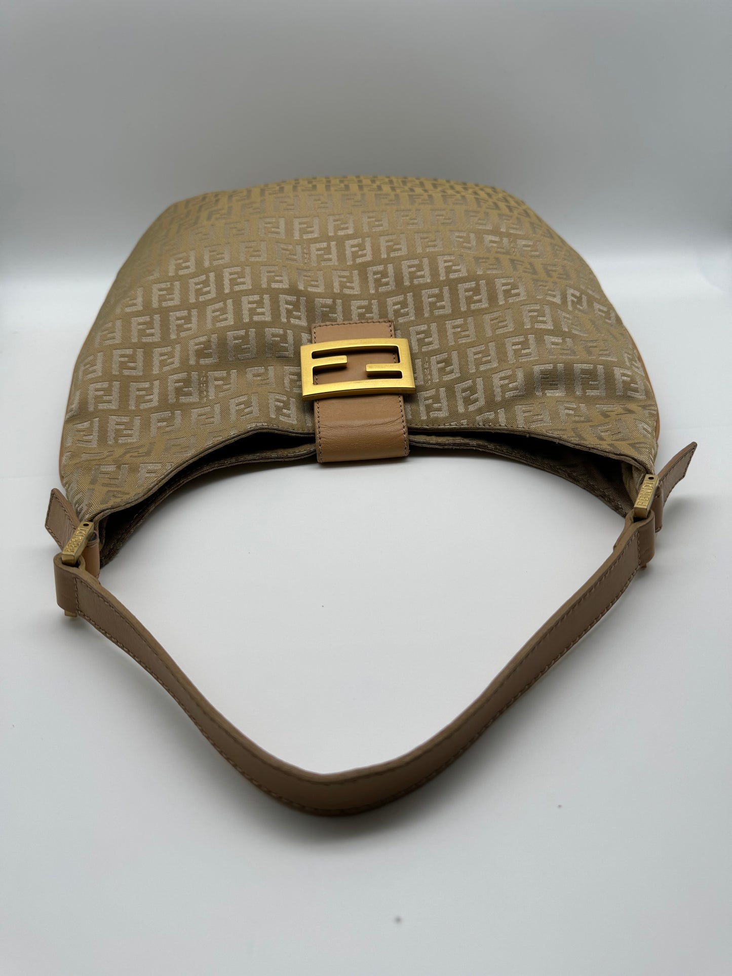 Authentic Fendi Golden Brown FF Zucca Jacquard Cloth Shoulder Bag