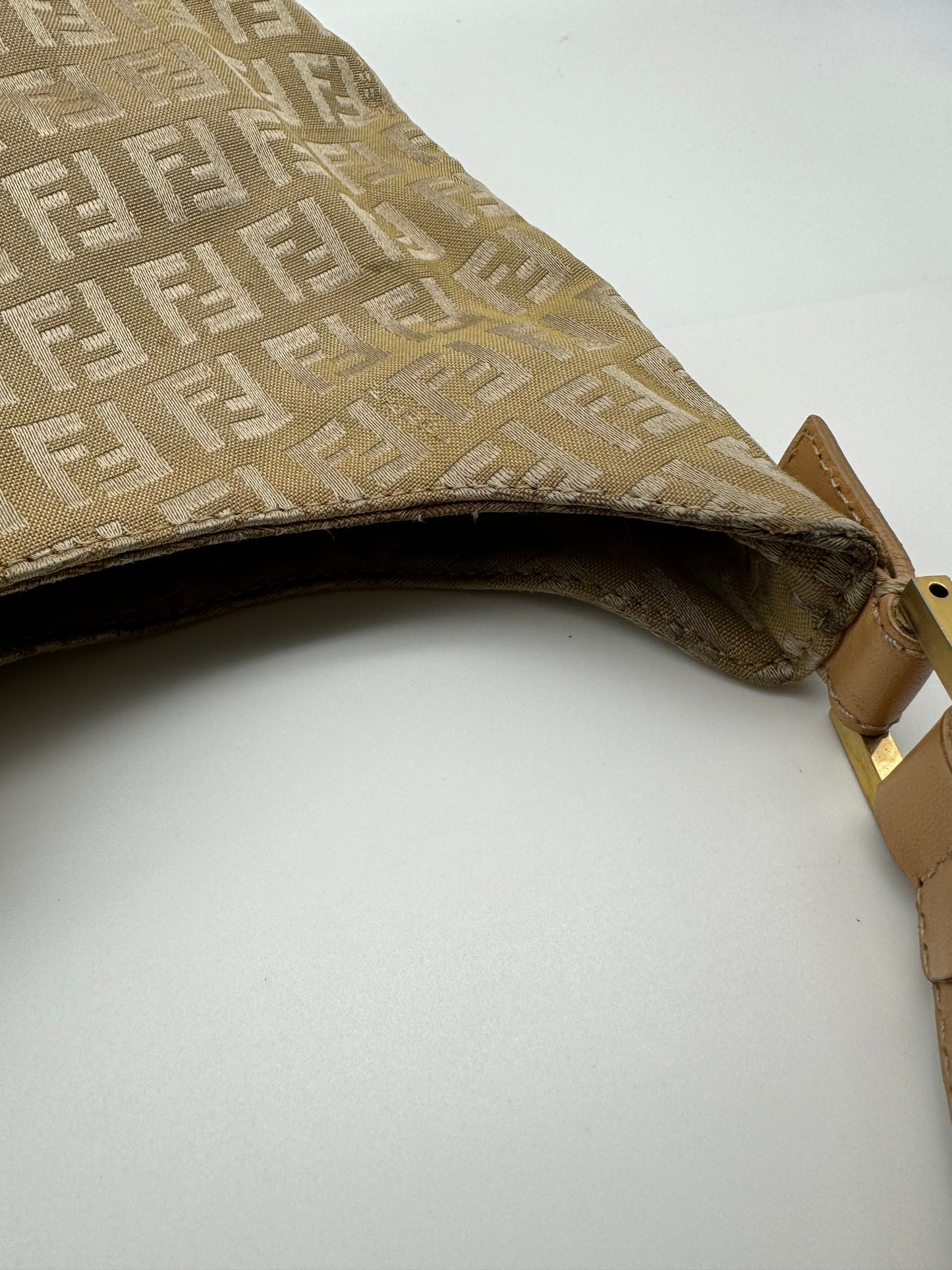 Authentic Fendi Golden Brown FF Zucca Jacquard Cloth Shoulder Bag