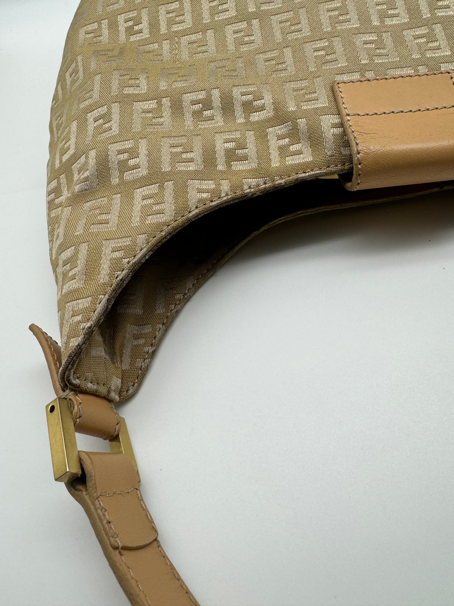 Authentic Fendi Golden Brown FF Zucca Jacquard Cloth Shoulder Bag