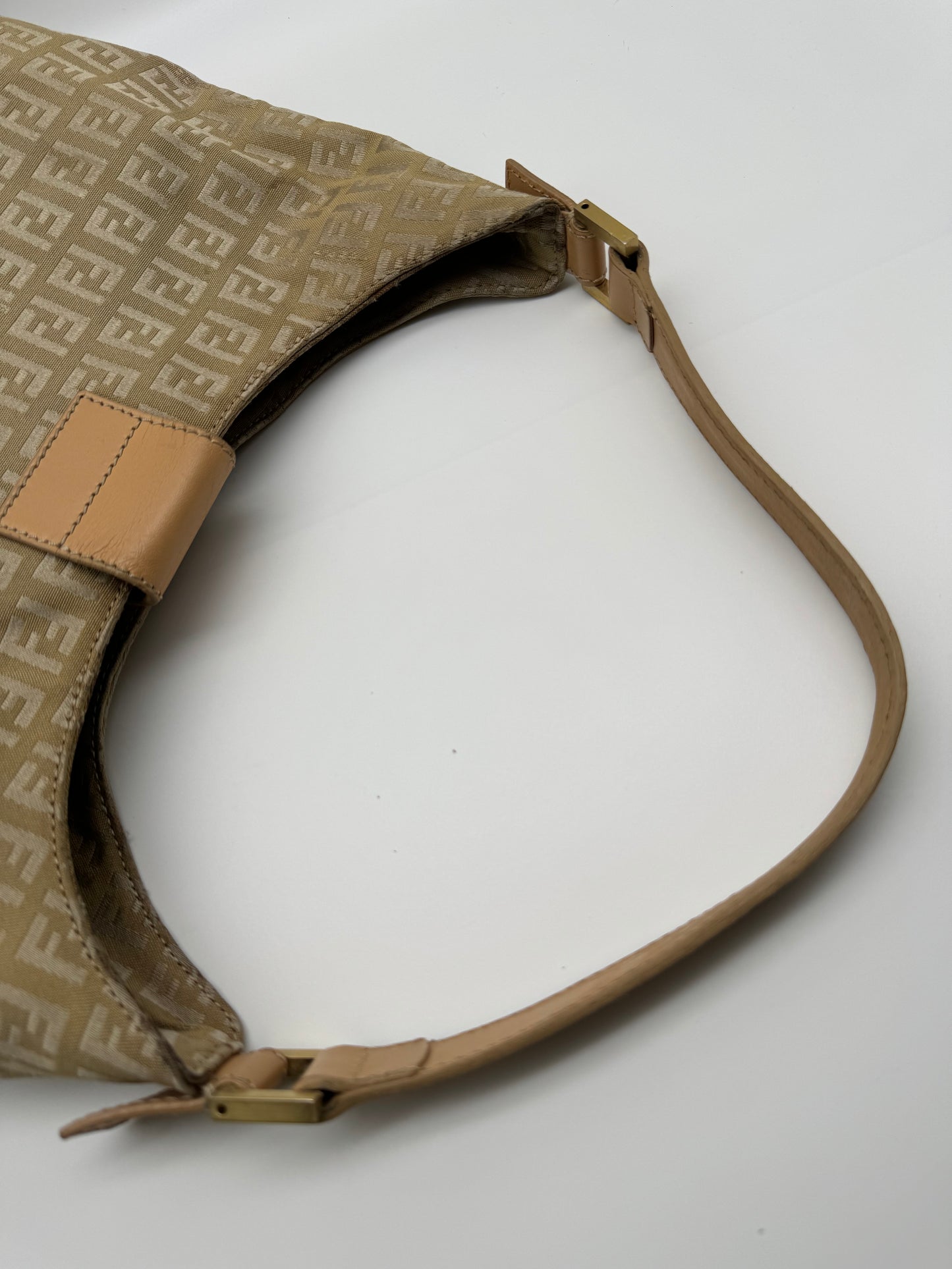 Authentic Fendi Golden Brown FF Zucca Jacquard Cloth Shoulder Bag