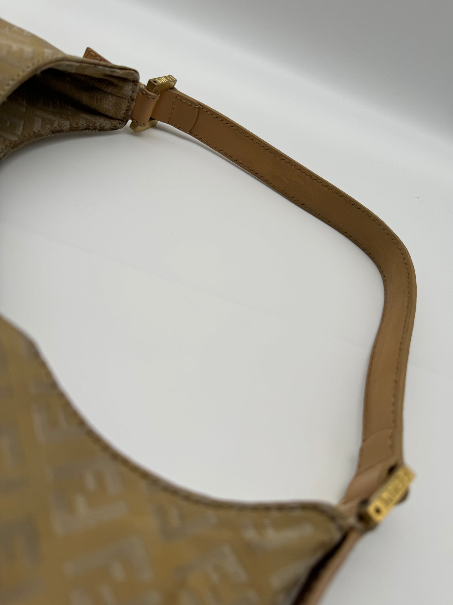 Authentic Fendi Golden Brown FF Zucca Jacquard Cloth Shoulder Bag