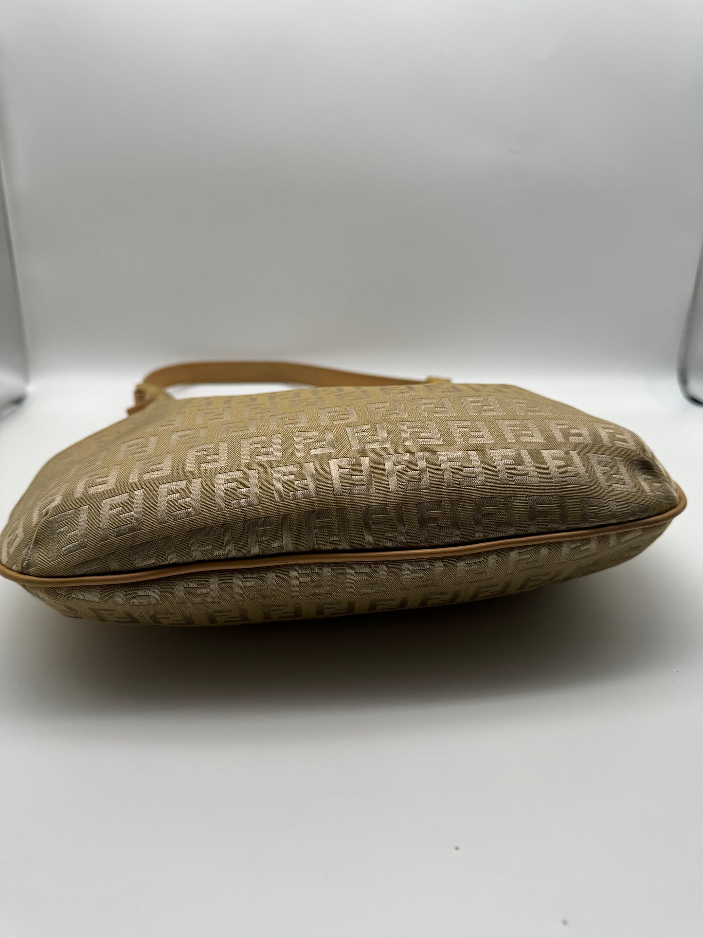 Authentic Fendi Golden Brown FF Zucca Jacquard Cloth Shoulder Bag