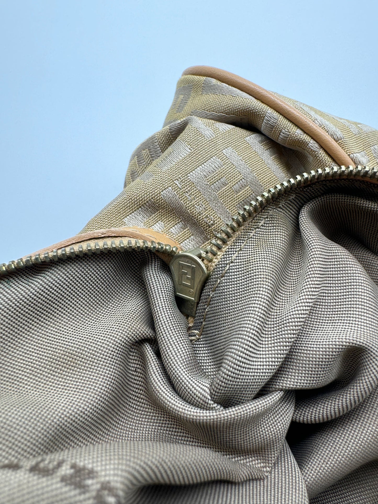 Authentic Fendi Golden Brown FF Zucca Jacquard Cloth Shoulder Bag