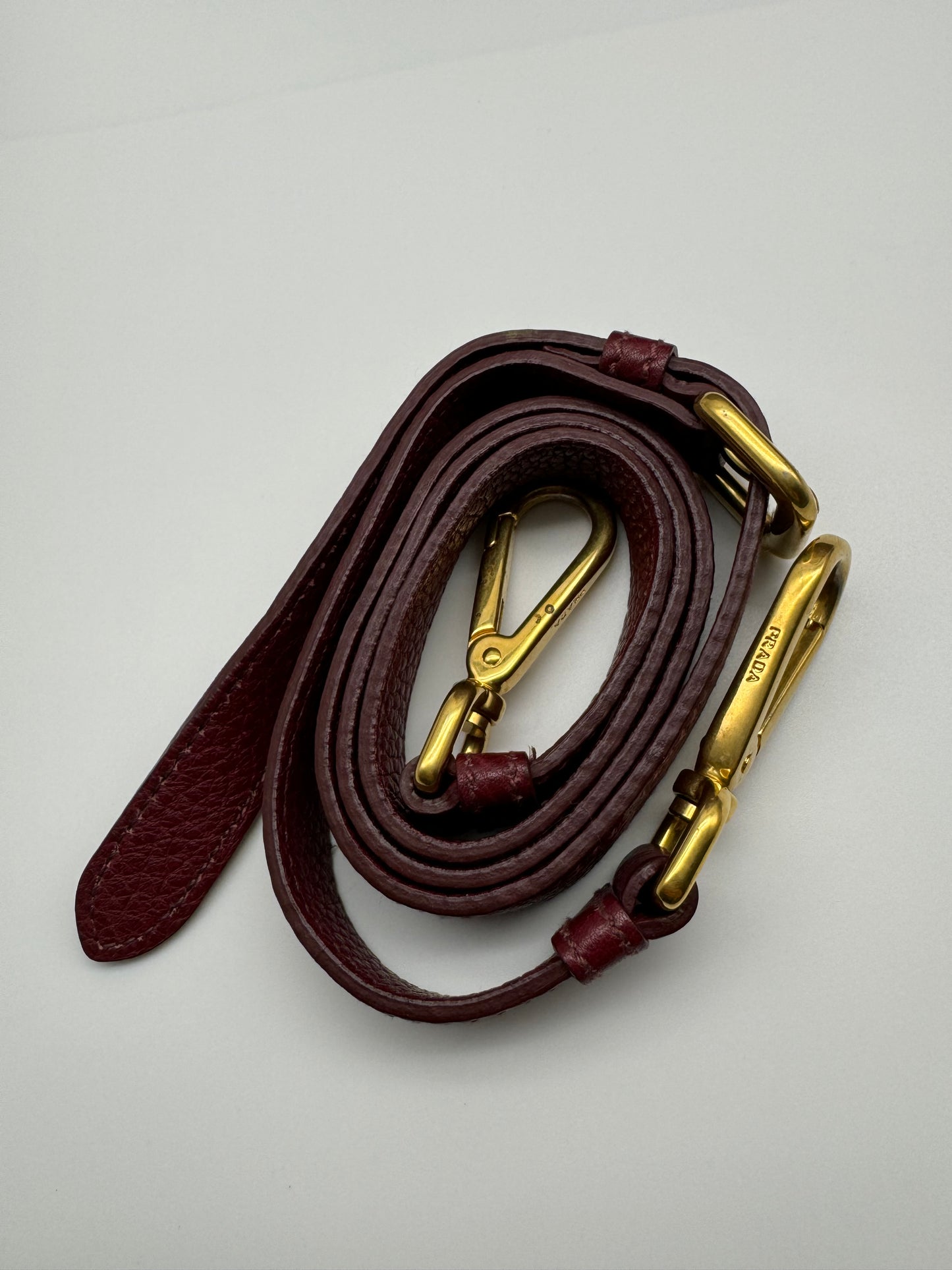 Authentic Prada Bordeaux Red Leather Shoulder Handbag