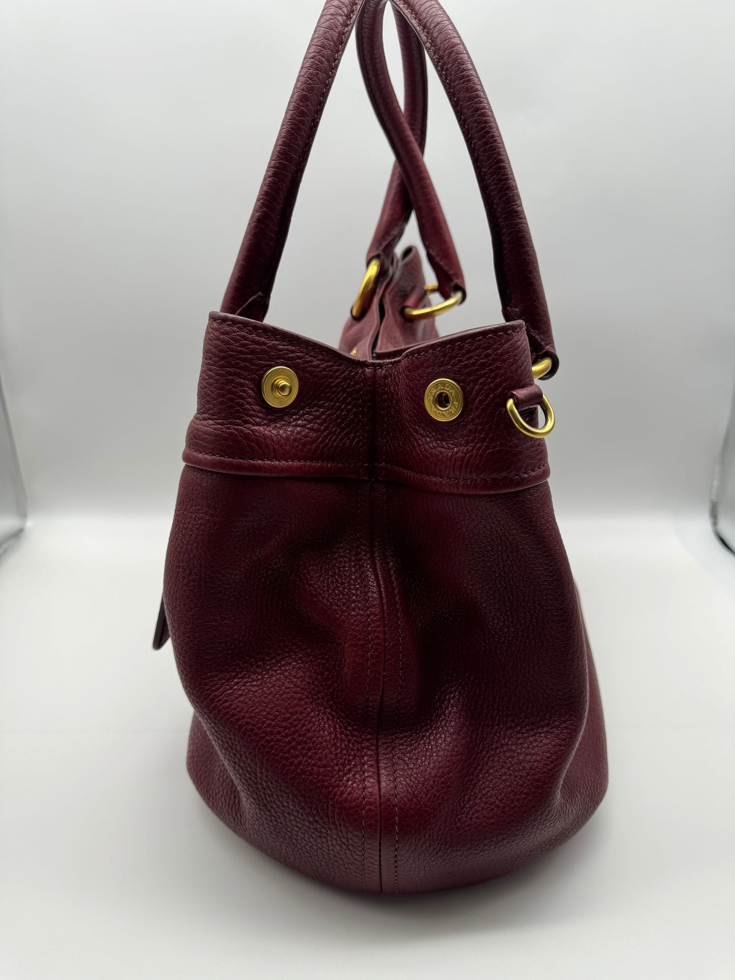 Authentic Prada Bordeaux Red Leather Shoulder Handbag