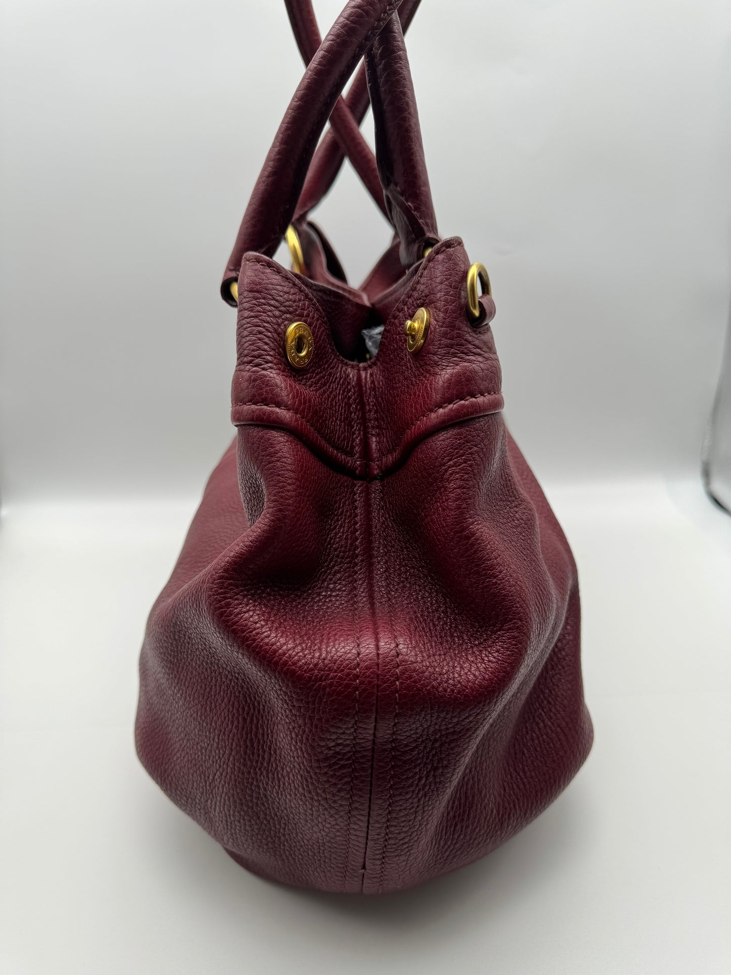Authentic Prada Bordeaux Red Leather Shoulder Handbag