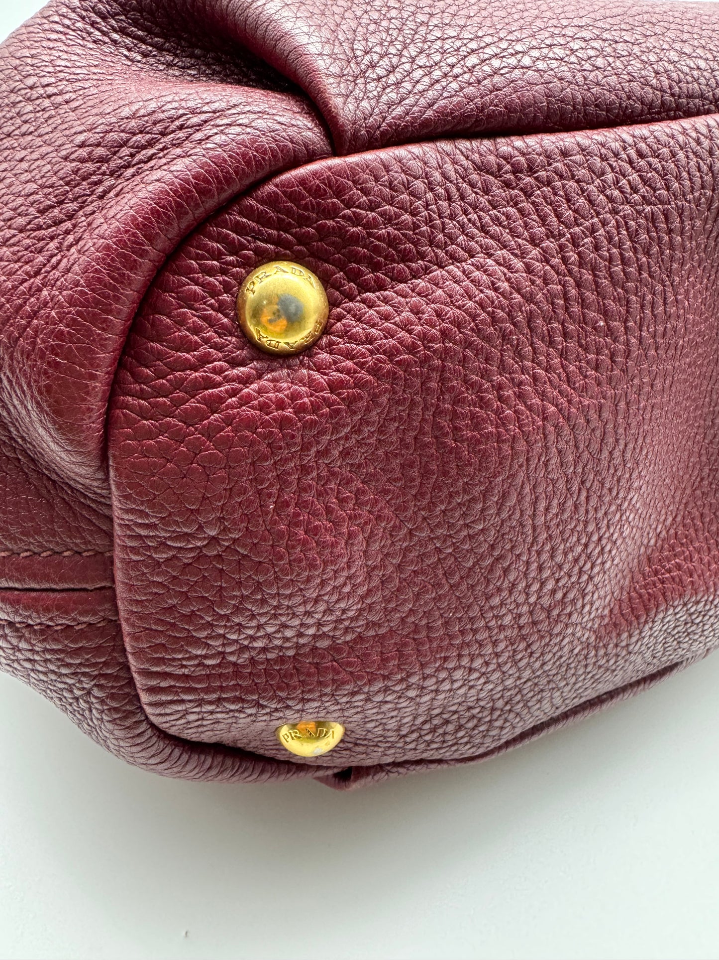 Authentic Prada Bordeaux Red Leather Shoulder Handbag