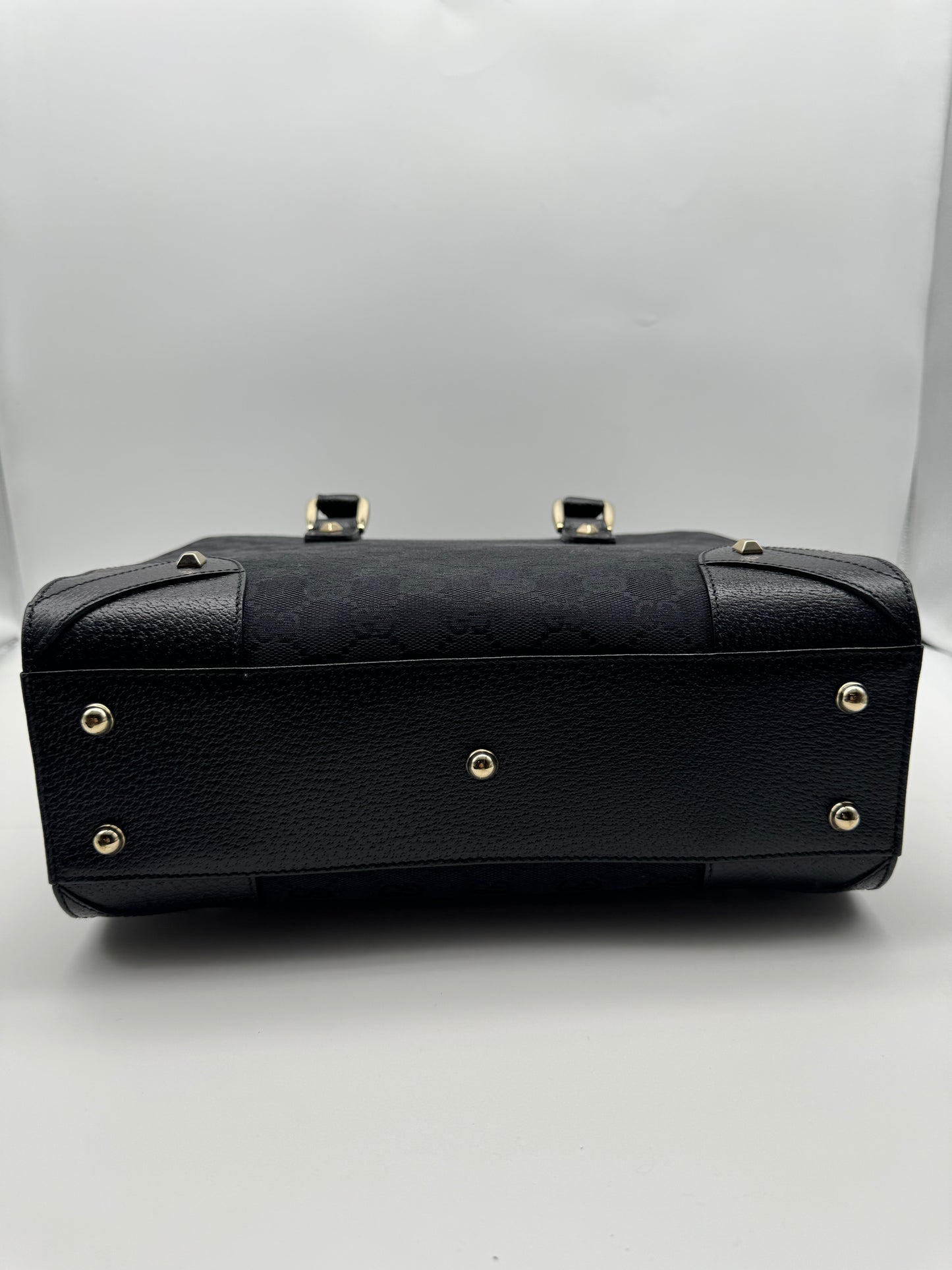 Authentic GUCCI Black GG Monogram Canvas Tote Handbag