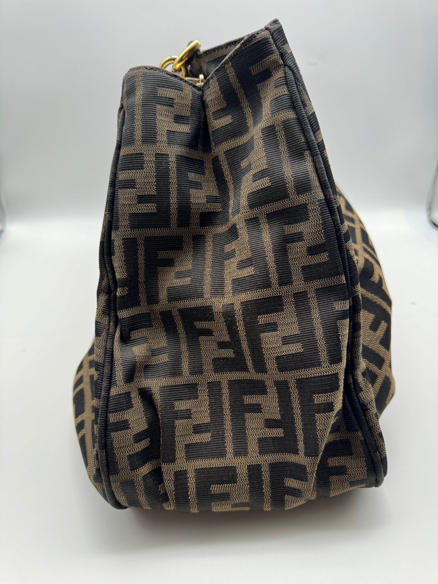 Authentic Fendi Mia Brown FF Zucca Large Tote Handbag