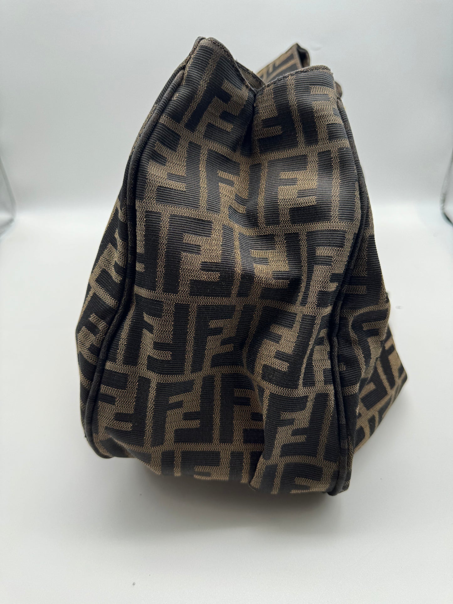Authentic Fendi Mia Brown FF Zucca Large Tote Handbag