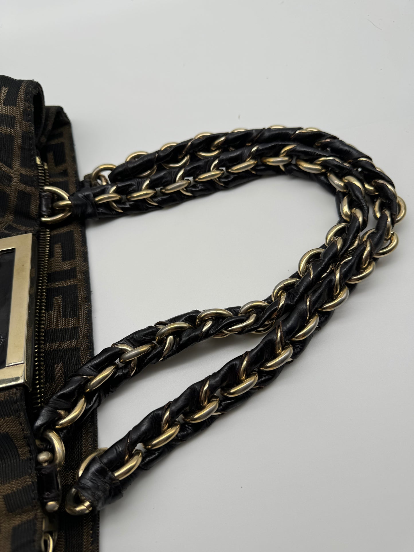 Authentic Fendi Mia Brown FF Zucca Large Tote Handbag