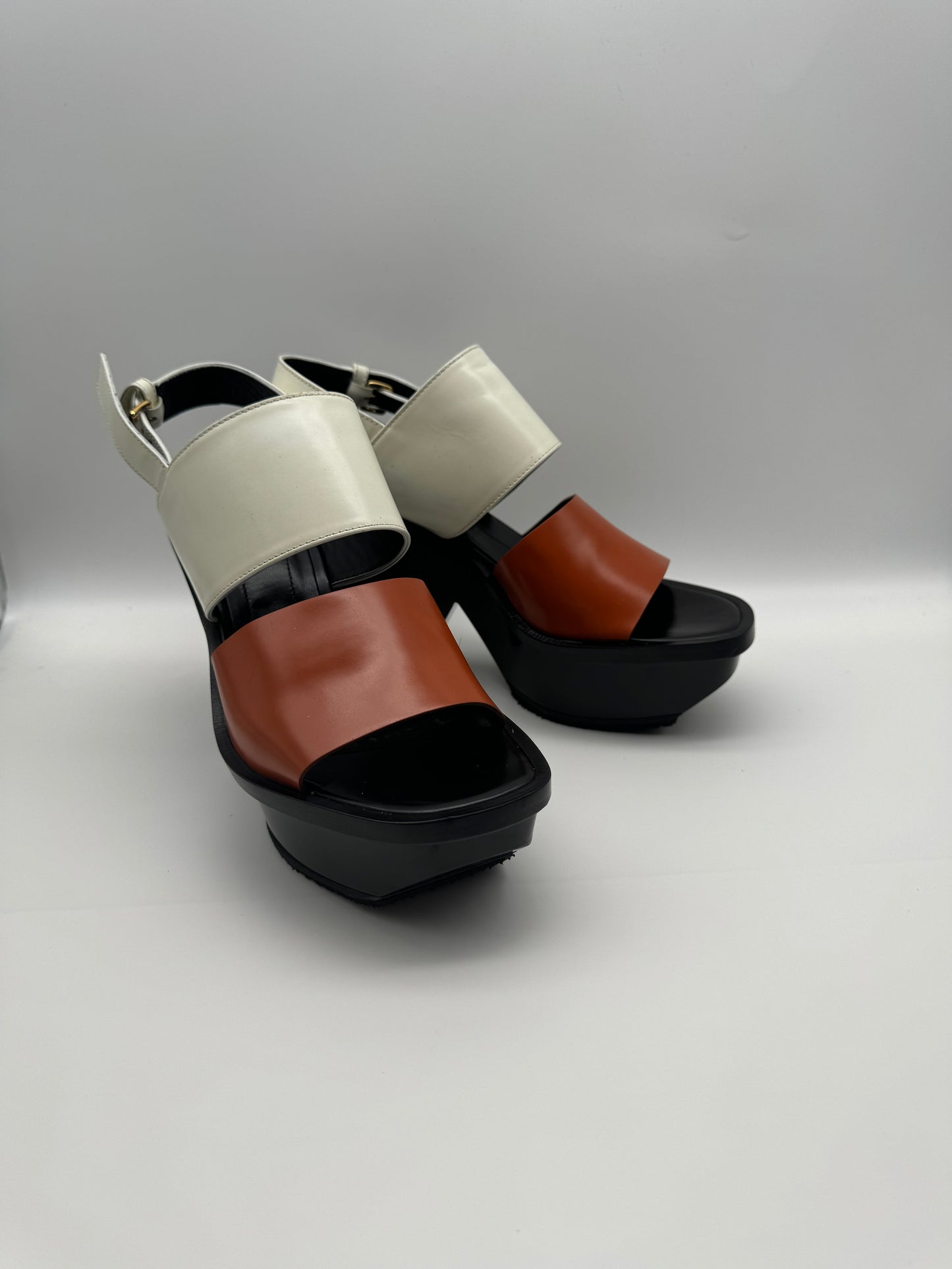 Authentic Marni Shoes White & Orange High Heel Sandals 38.5