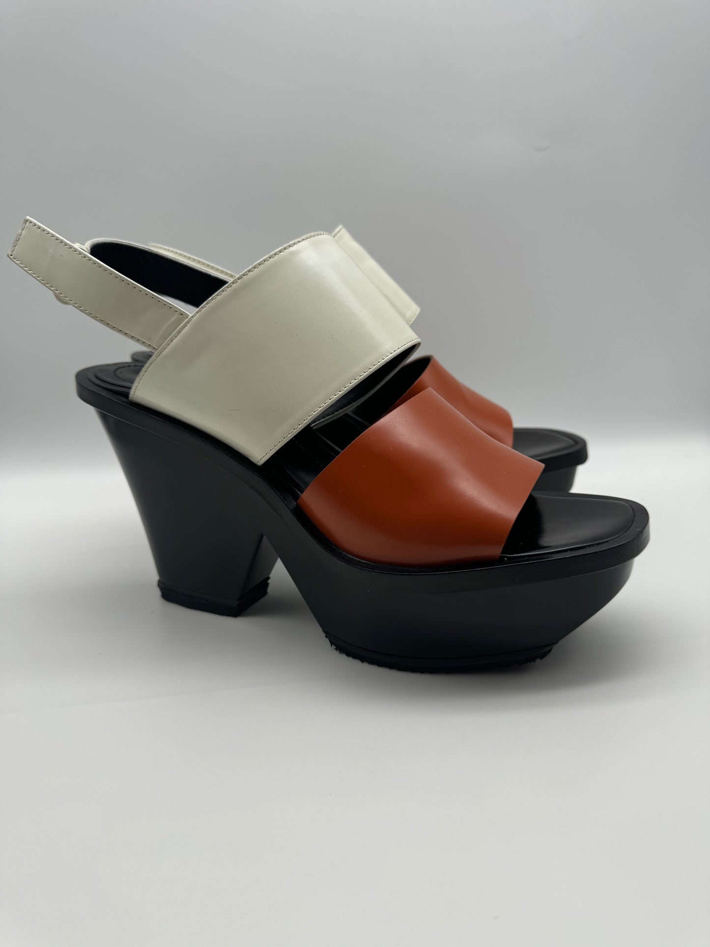 Authentic Marni Shoes White & Orange High Heel Sandals 38.5