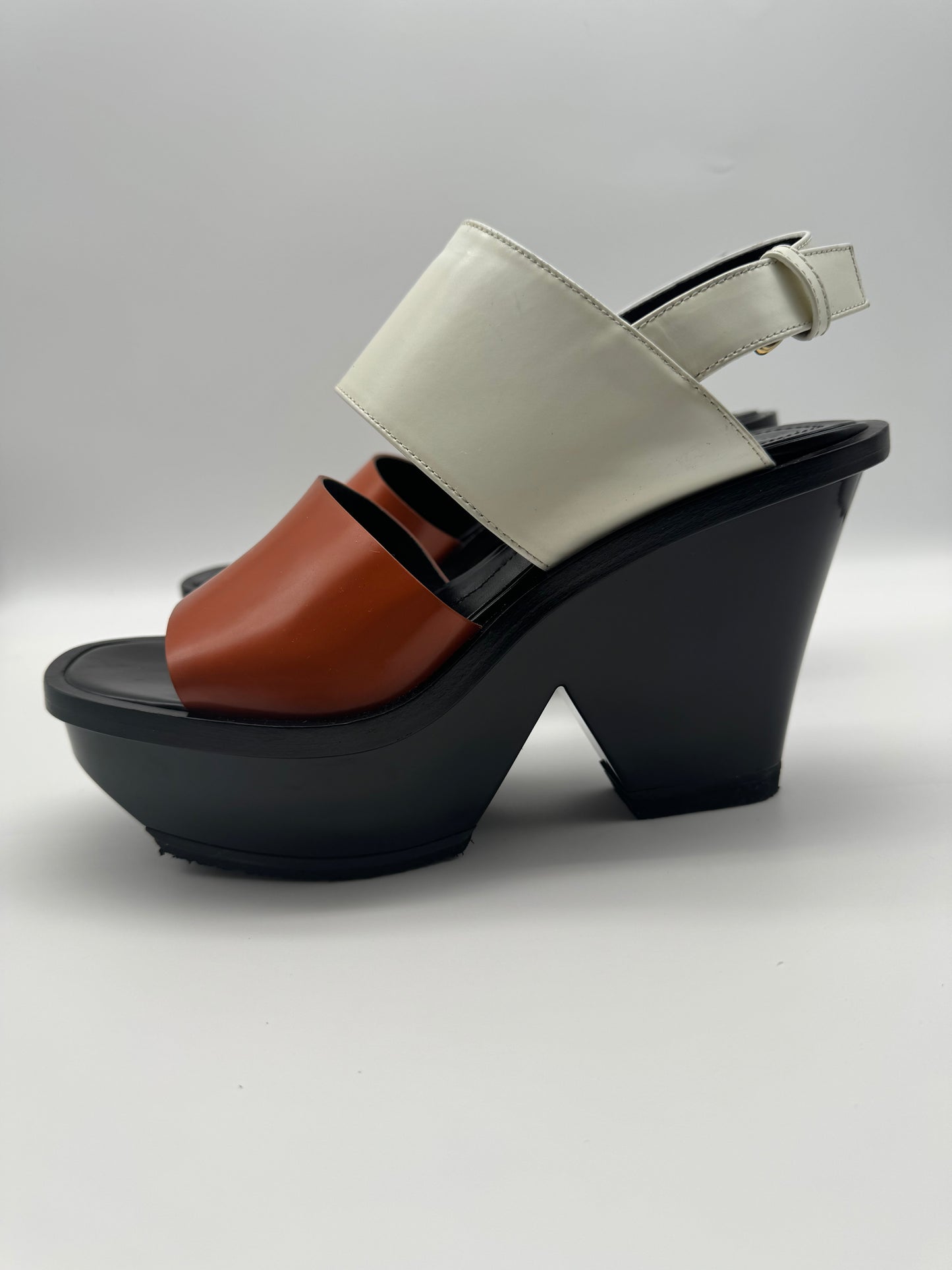 Authentic Marni Shoes White & Orange High Heel Sandals 38.5