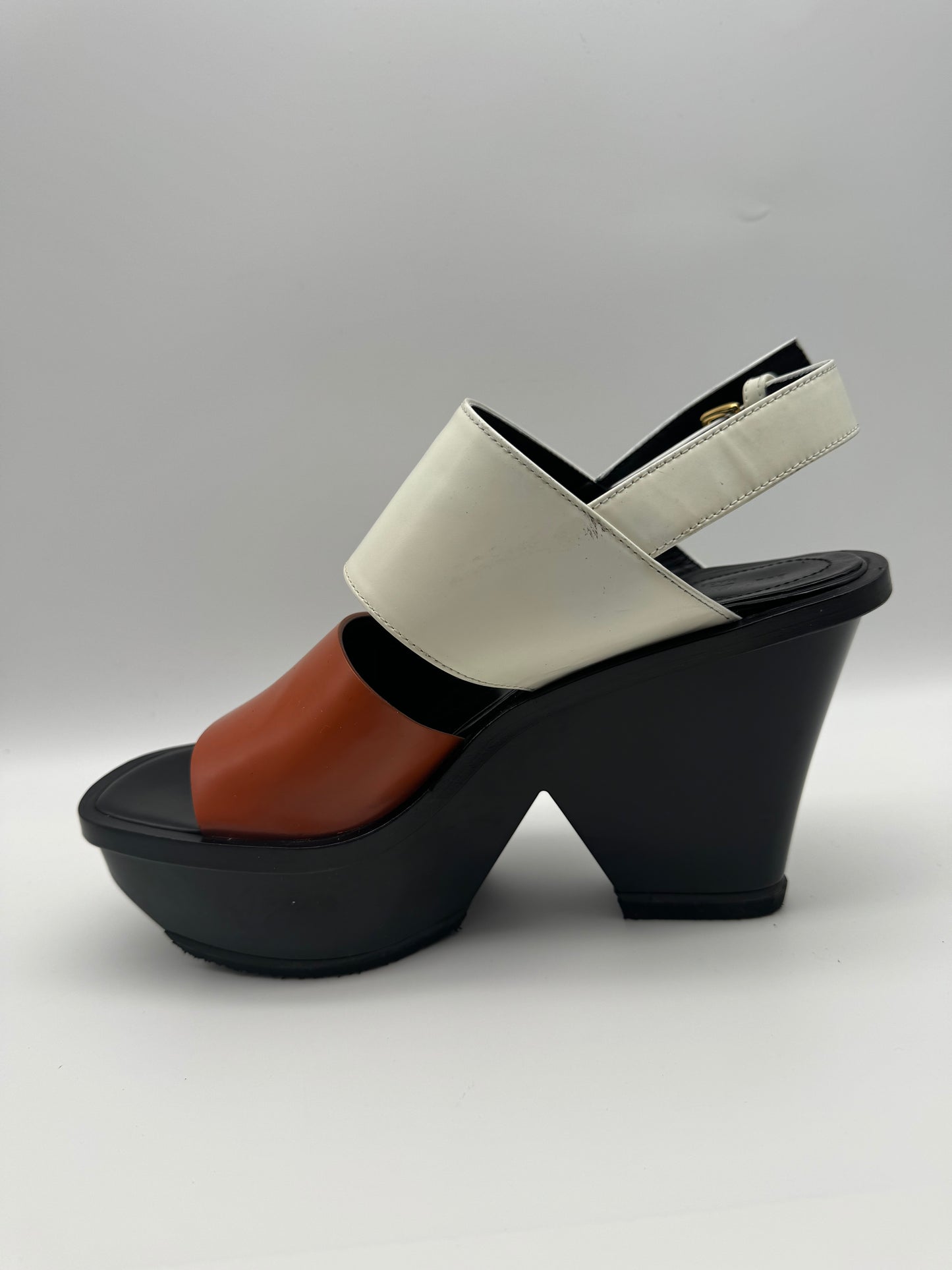 Authentic Marni Shoes White & Orange High Heel Sandals 38.5