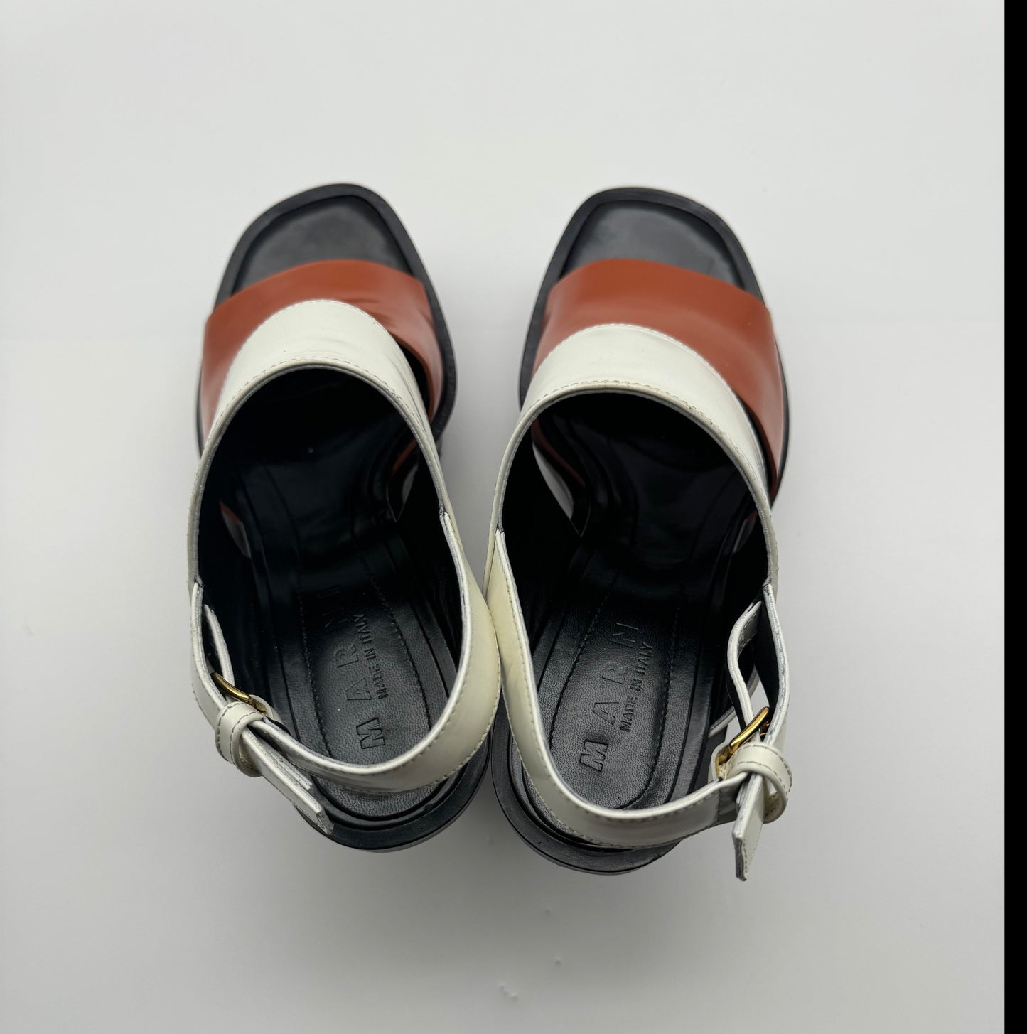 Authentic Marni Shoes White & Orange High Heel Sandals 38.5