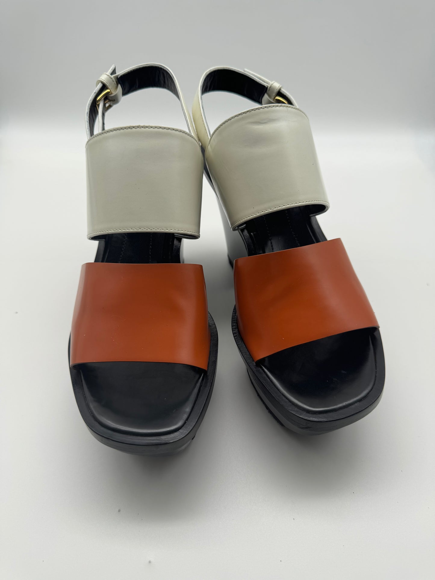 Authentic Marni Shoes White & Orange High Heel Sandals 38.5