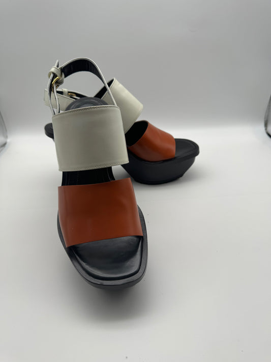 Authentic Marni Shoes White & Orange High Heel Sandals 38.5