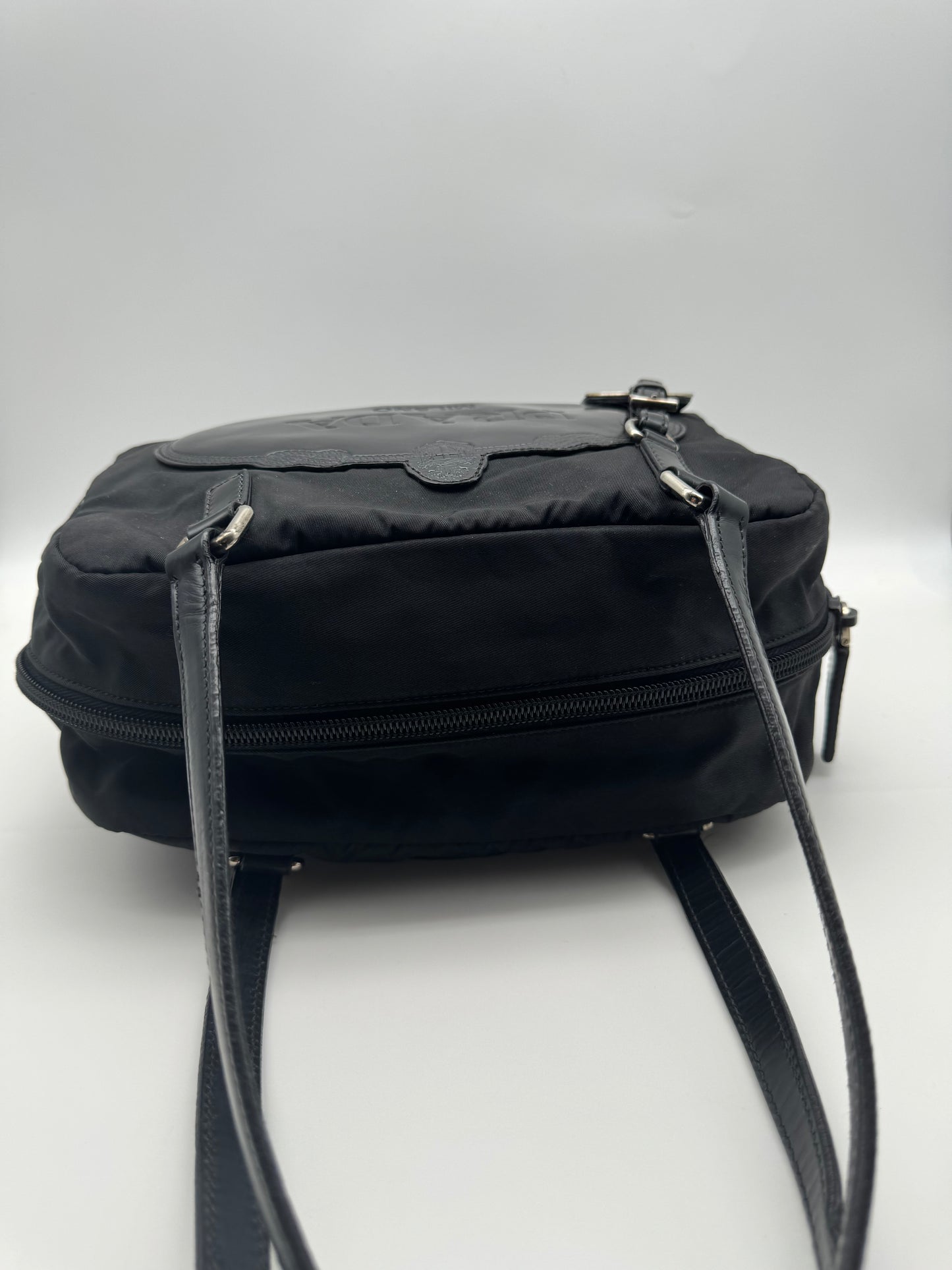 Authentic Prada Black Nylon Satchel Shoulder Handbag