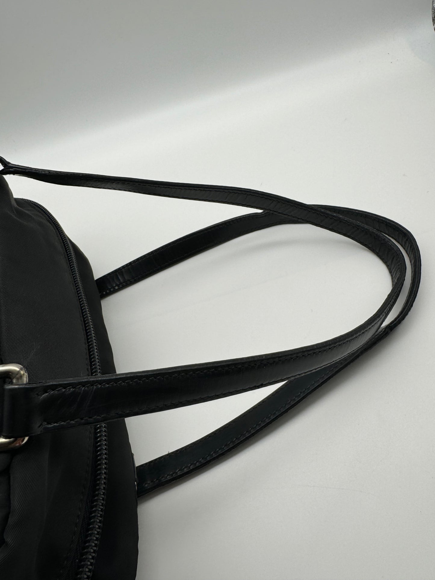 Authentic Prada Black Nylon Satchel Shoulder Handbag
