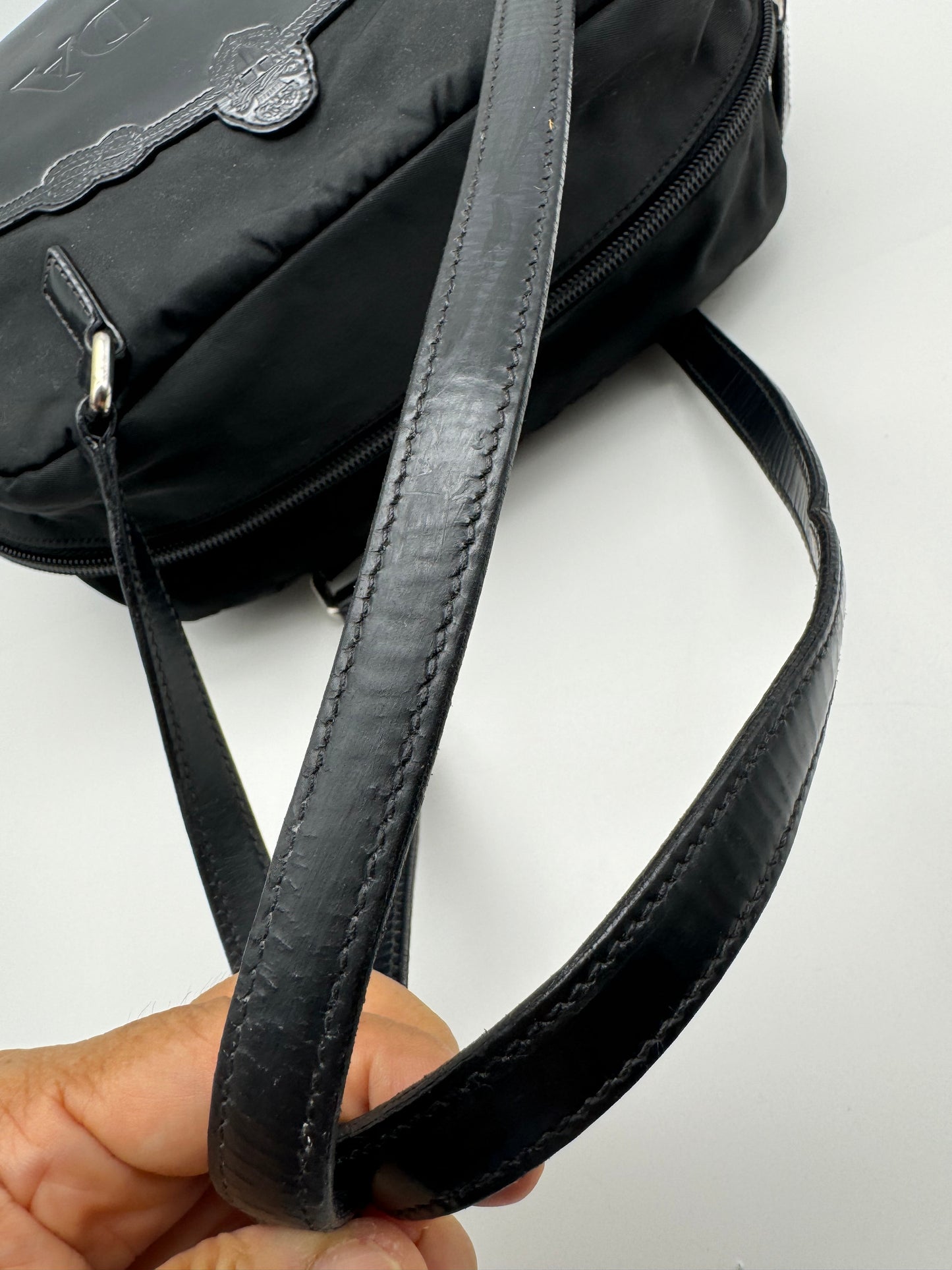 Authentic Prada Black Nylon Satchel Shoulder Handbag