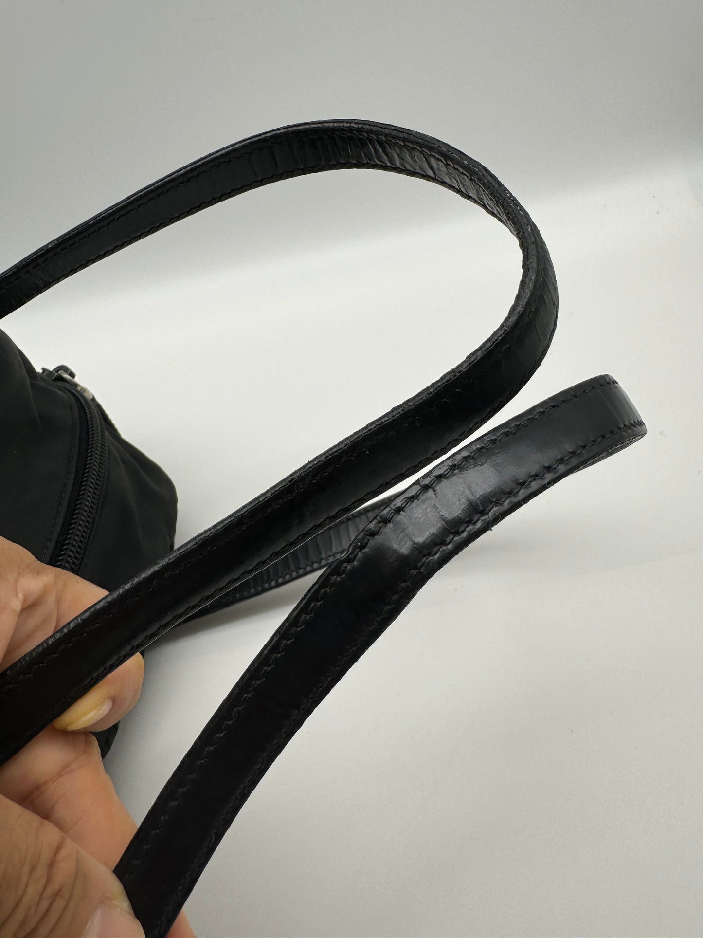 Authentic Prada Black Nylon Satchel Shoulder Handbag