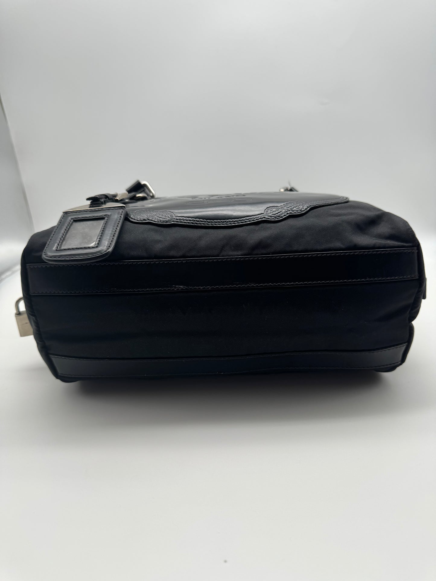 Authentic Prada Black Nylon Satchel Shoulder Handbag