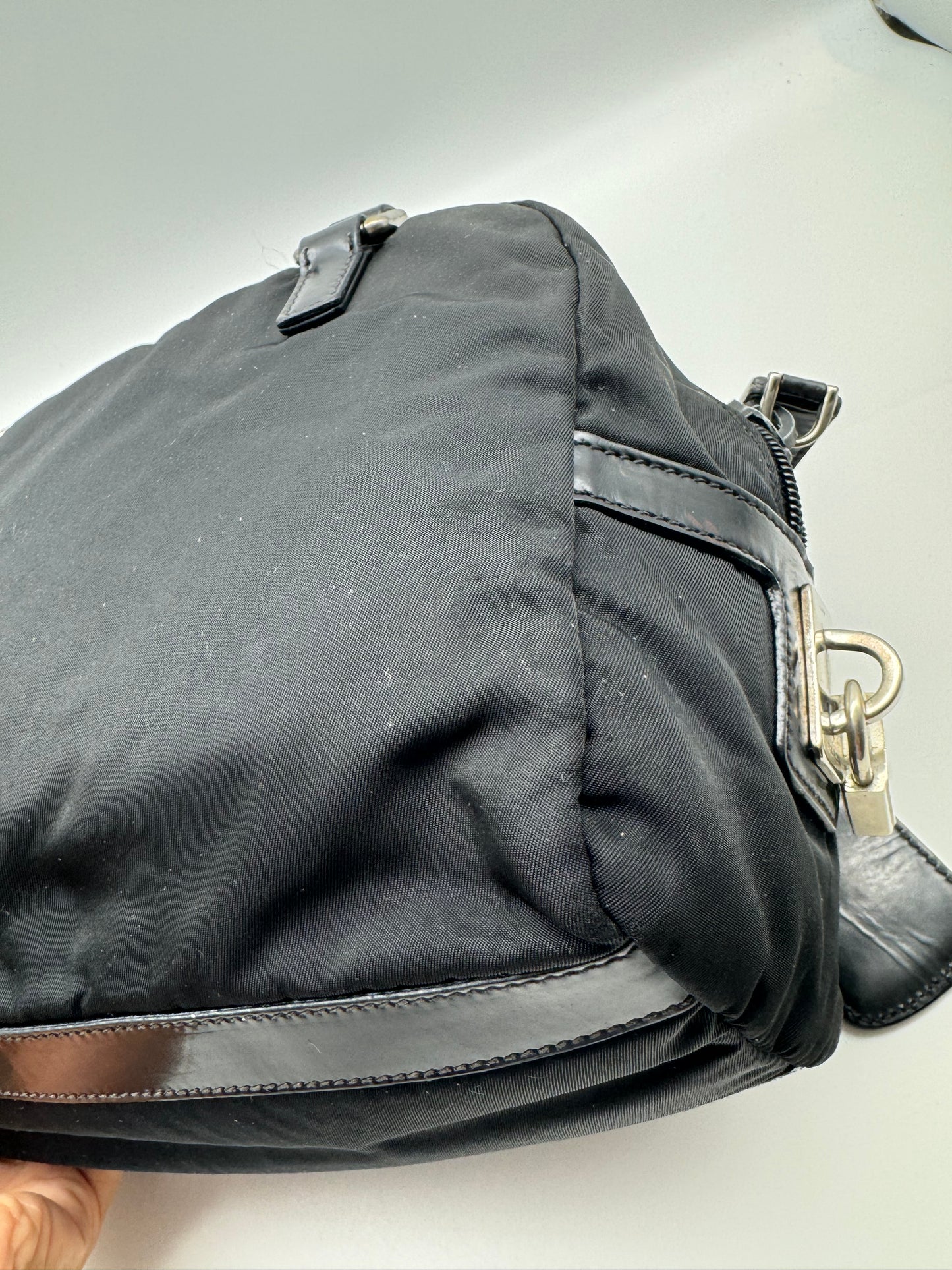 Authentic Prada Black Nylon Satchel Shoulder Handbag
