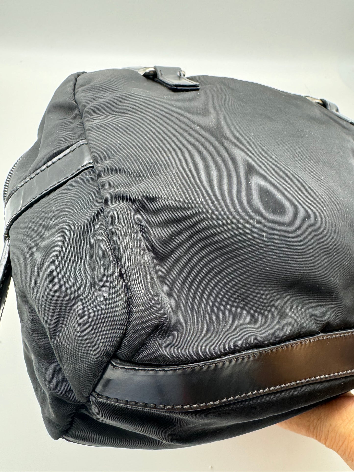 Authentic Prada Black Nylon Satchel Shoulder Handbag