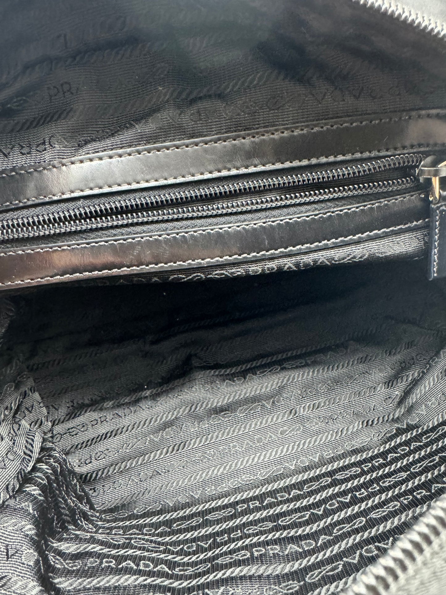 Authentic Prada Black Nylon Satchel Shoulder Handbag