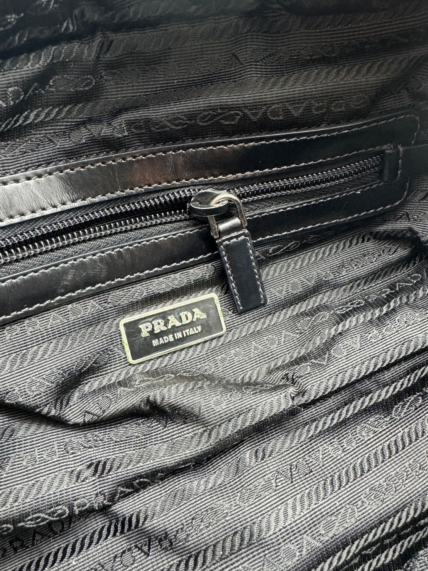 Authentic Prada Black Nylon Satchel Shoulder Handbag