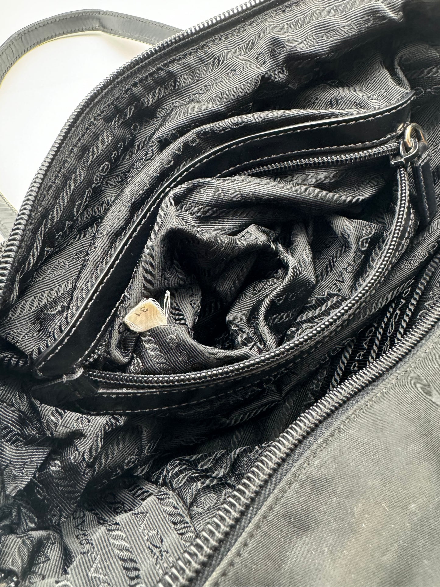 Authentic Prada Black Nylon Satchel Shoulder Handbag