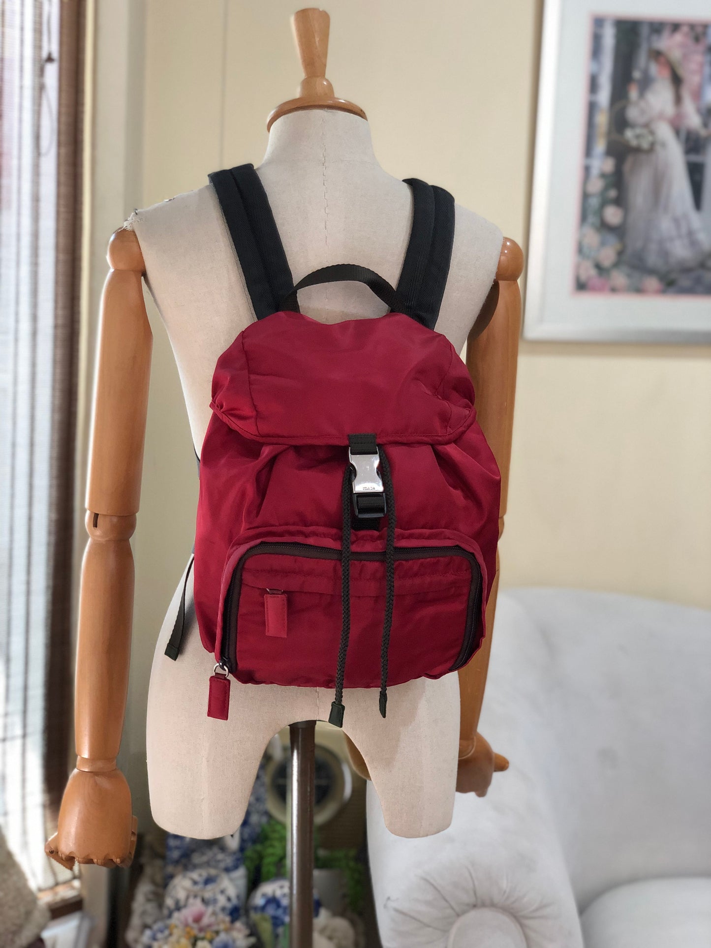 Authentic Prada Red Nylon Medium Backpack