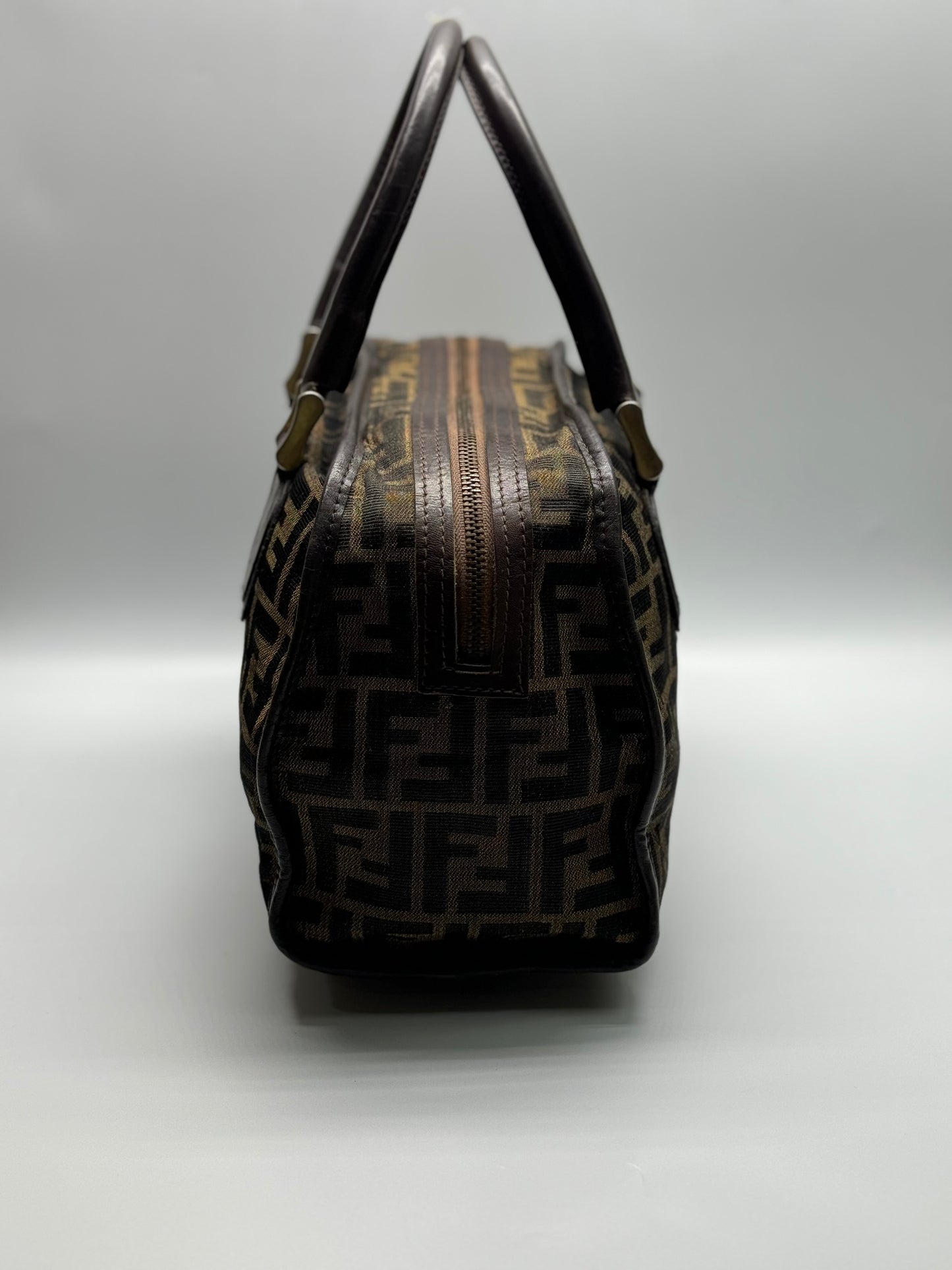 Authentic Fendi Vintage FF Zucca Cloth Boston Handbag