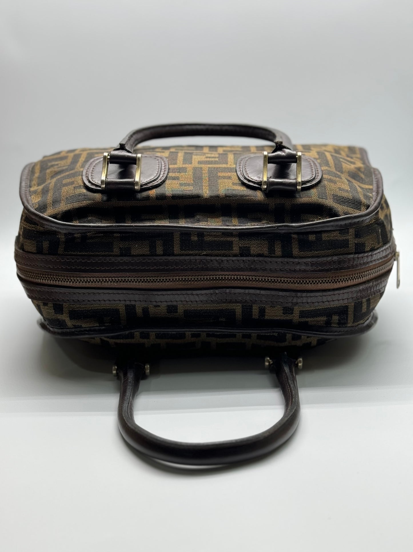 Authentic Fendi Vintage FF Zucca Cloth Boston Handbag
