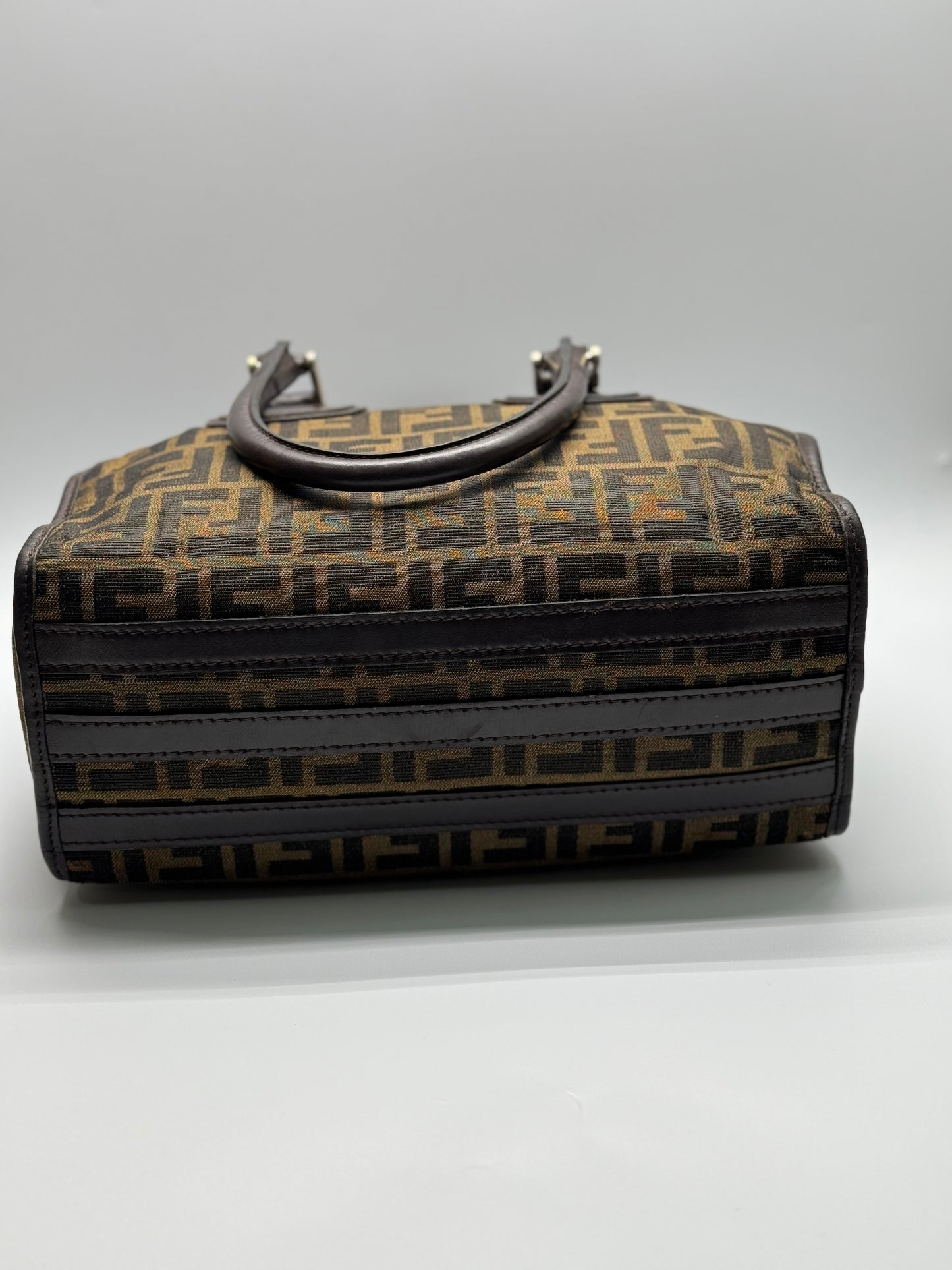 Authentic Fendi Vintage FF Zucca Cloth Boston Handbag