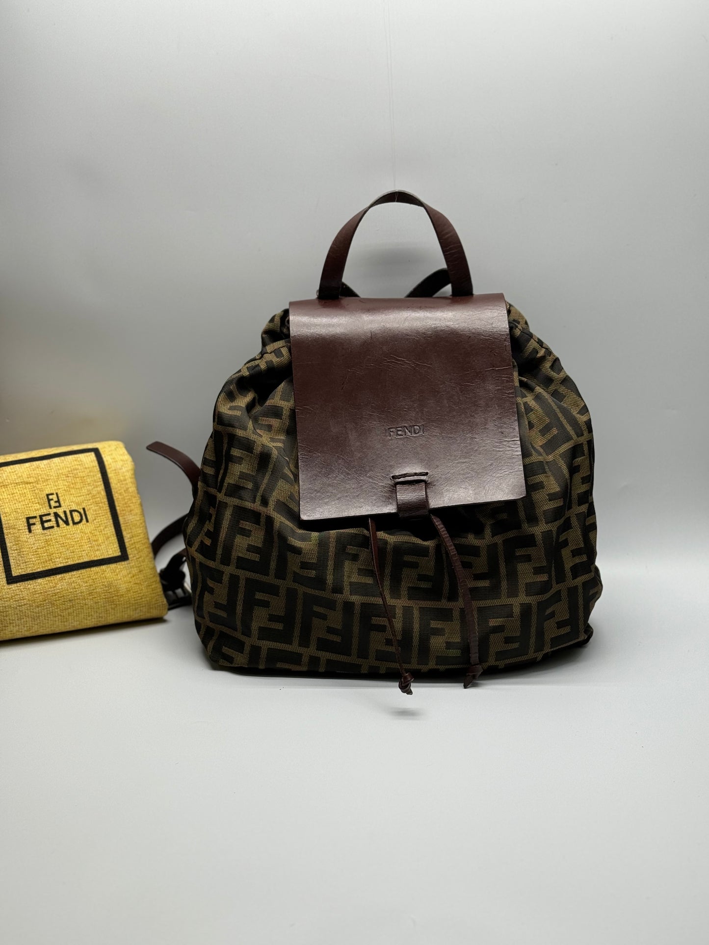 Authentic Fendi Vintage FF Zucca Cloth Backpack