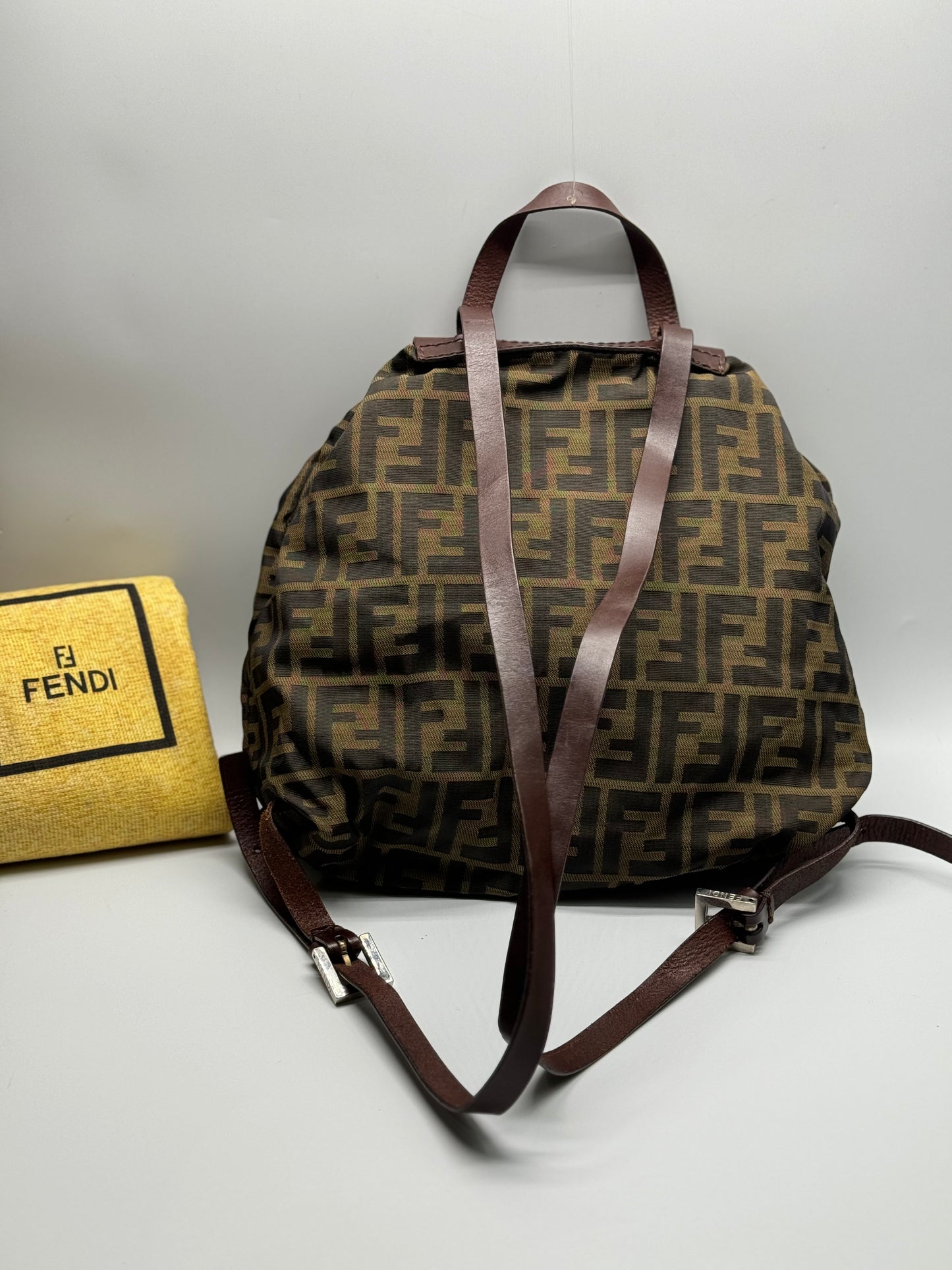 Authentic Fendi Vintage FF Zucca Cloth Backpack
