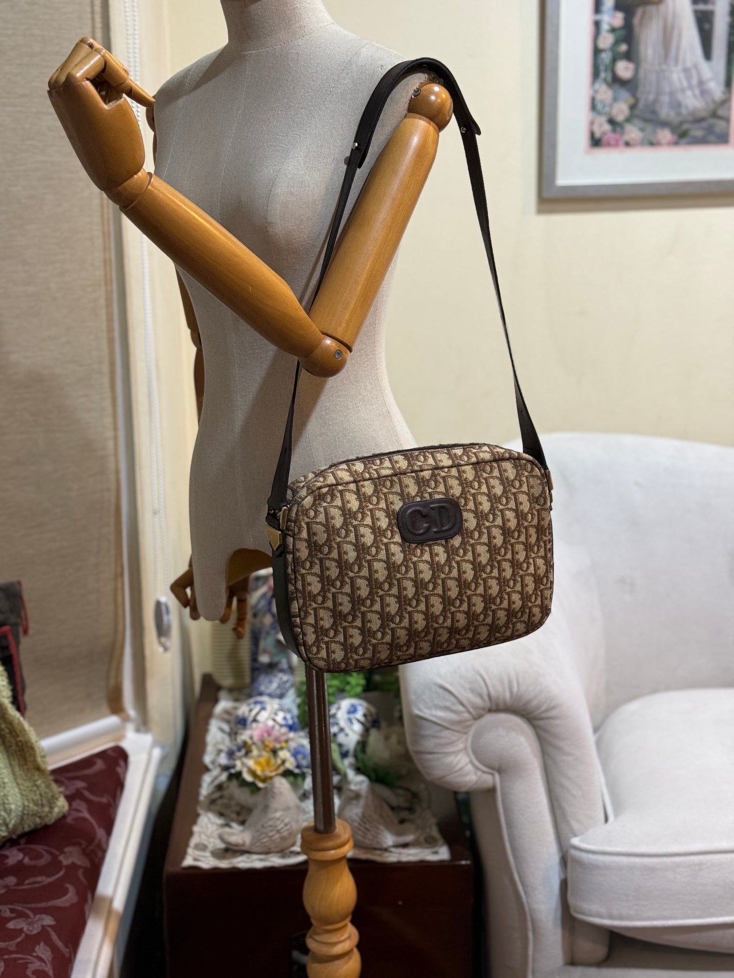 Authentic Christian Dior Brown Trotter Shoulder Handbag