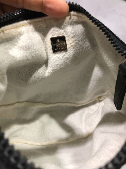 Authentic Fendi Vintage Handbag Black Zucca Logo Jacquard Canvas