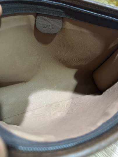 Authentic GUCCI Clutch Brown Monogram Added Strap Shoulder Bag
